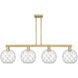 Arcadia Farmhouse Rope Island Light Ceiling Light in Brushed Brass, Clear Glass with White Rope