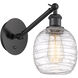 Ballston Belfast LED 6 inch Matte Black Sconce Wall Light in Deco Swirl Glass
