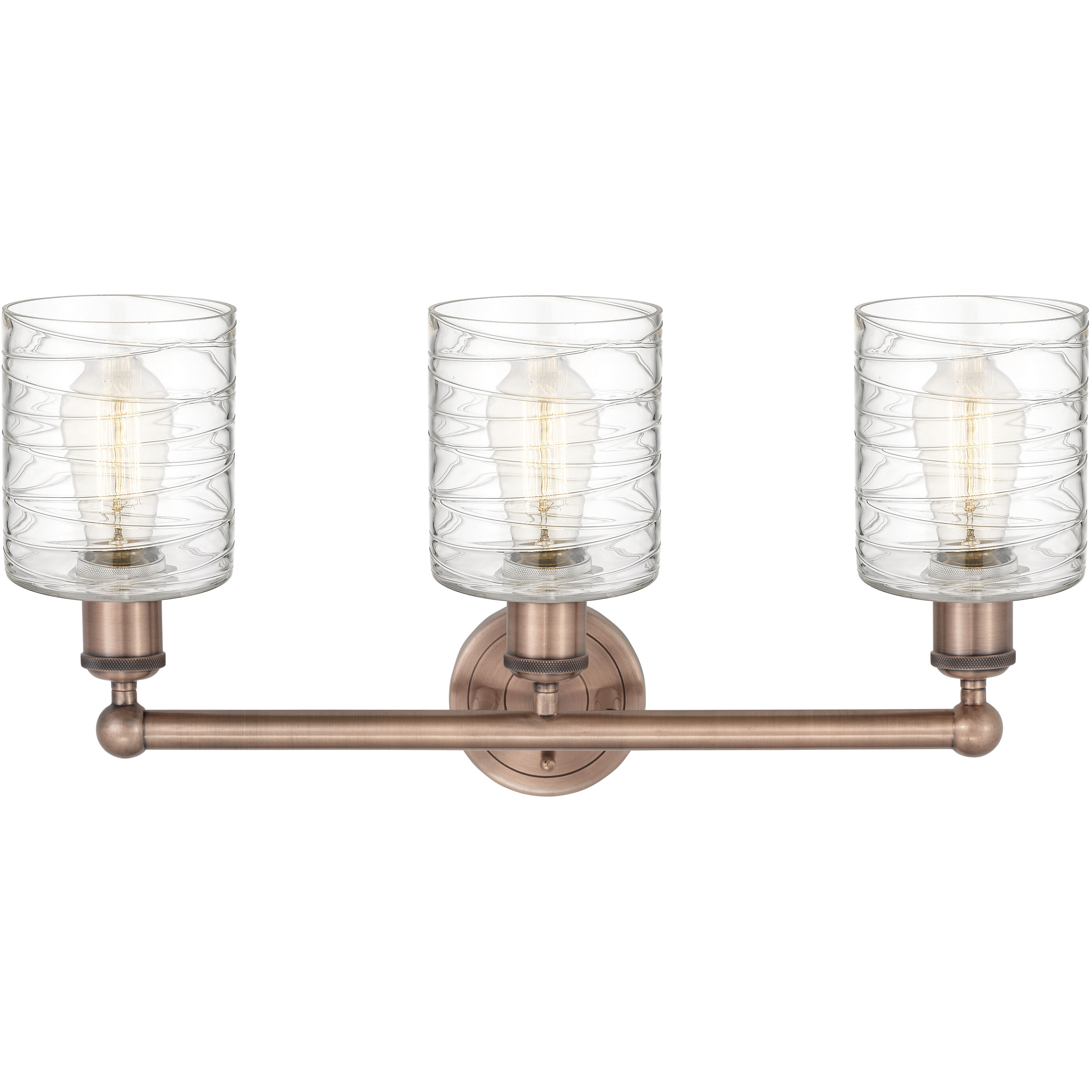 Cobbleskill 3 Light 23 inch Antique Copper Bath Vanity Light Wall Light in Deco Swirl