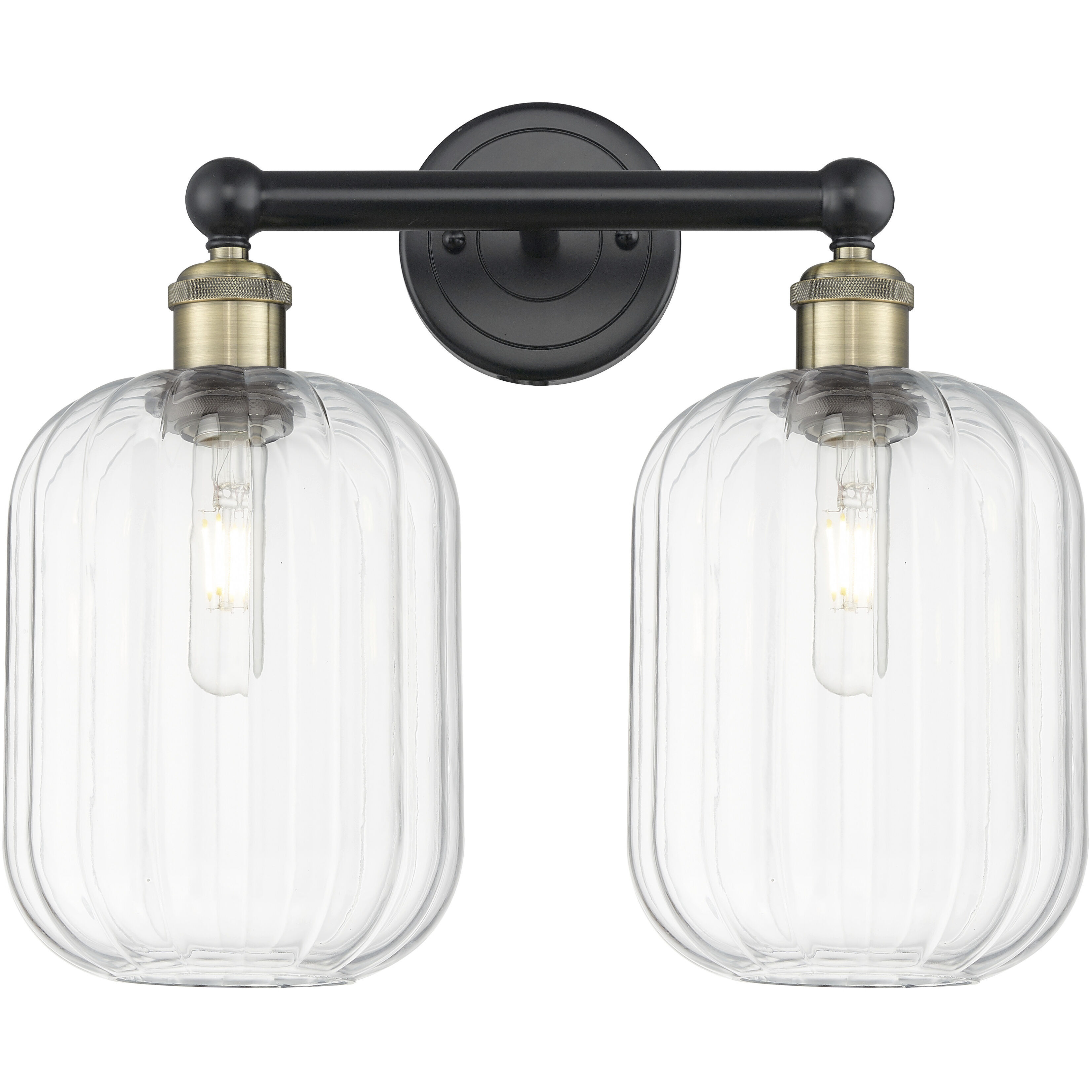 Edison Preston 2 Light 15.75 inch Black Antique Brass Bath Vanity Light Wall Light in Clear
