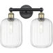 Edison Preston 2 Light 15.75 inch Black Antique Brass Bath Vanity Light Wall Light in Clear