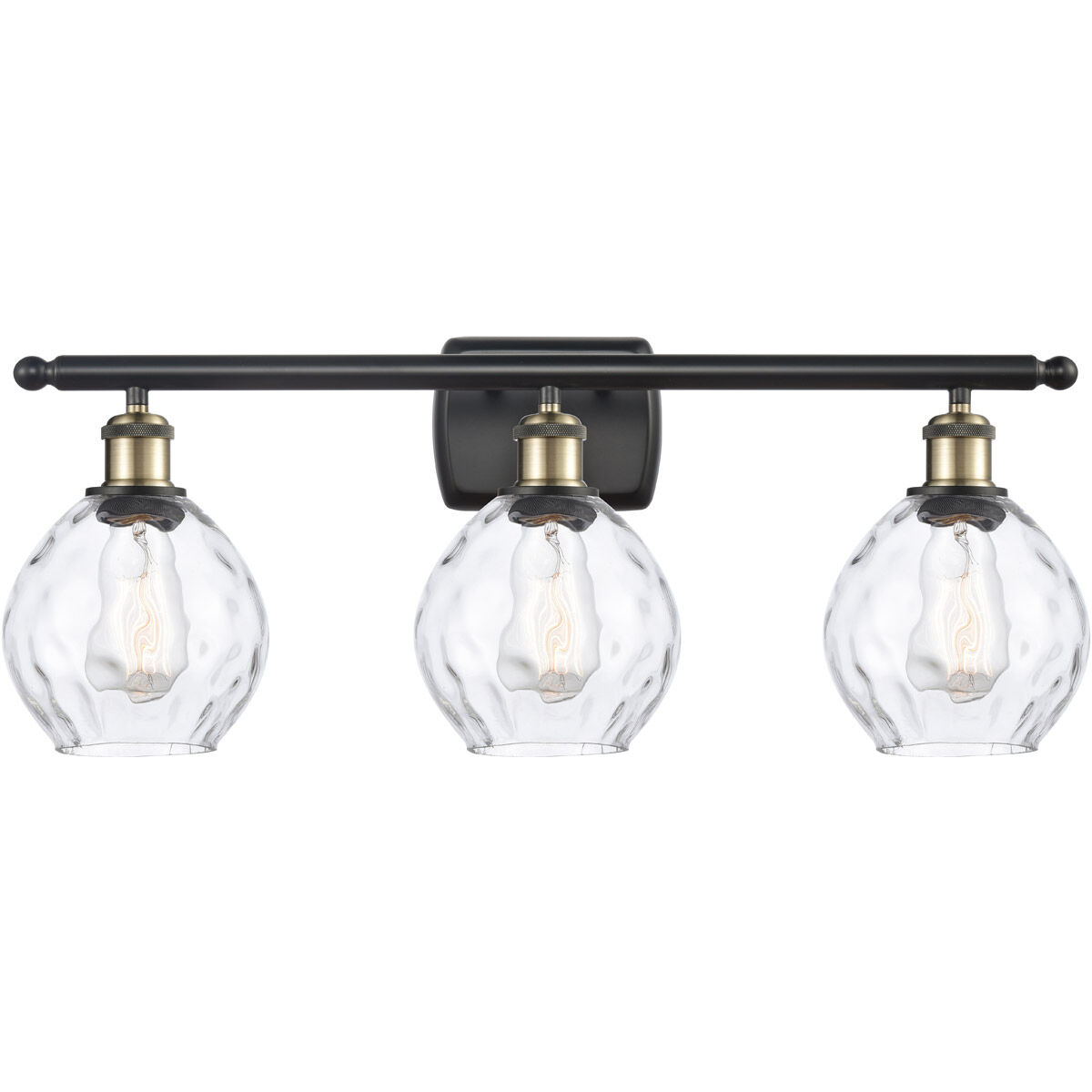 Ballston Small Waverly 3 Light 26 inch Black Antique Brass Bath Vanity Light Wall Light, Ballston