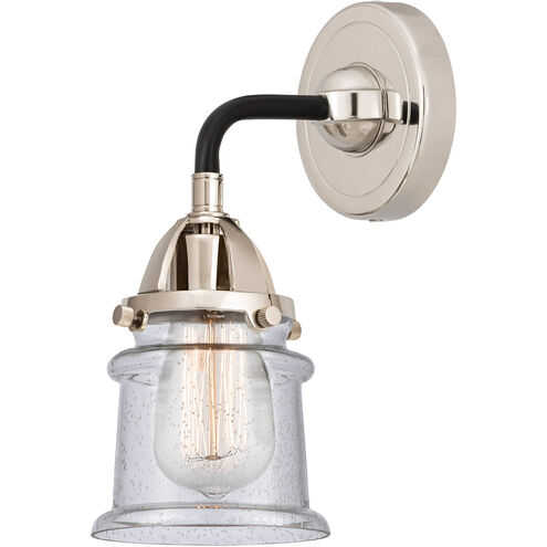 Nouveau 2 Small Canton 1 Light 5 inch Black Polished Nickel Sconce Wall Light in Seedy Glass