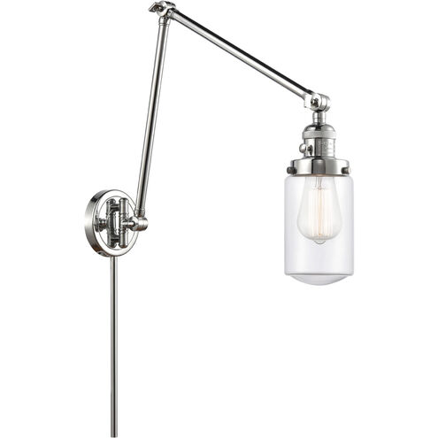 Dover 30 inch 60.00 watt Polished Chrome Swing Arm Wall Light, Franklin Restoration