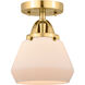 Nouveau 2 Fulton 1 Light 7 inch Satin Gold Semi-Flush Mount Ceiling Light in Matte White Glass