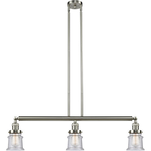 Franklin Restoration Small Canton 3 Light 39 inch Brushed Satin Nickel Island Light Ceiling Light in Seedy Glass, Franklin Restoration