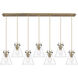 Newton Cone 7 Light 51.75 inch Brushed Brass Linear Pendant Ceiling Light in Clear Glass