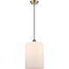 Ballston Large Cobbleskill LED 9 inch Antique Brass Mini Pendant Ceiling Light in Matte White Glass, Black Textured, Ballston