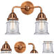 Nouveau 2 Small Canton 2 Light 13 inch Antique Copper Bath Vanity Light Wall Light in Clear Glass