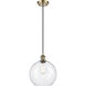 Ballston Large Athens 1 Light 10 inch Antique Brass Mini Pendant Ceiling Light in Incandescent, Seedy Glass, Ballston
