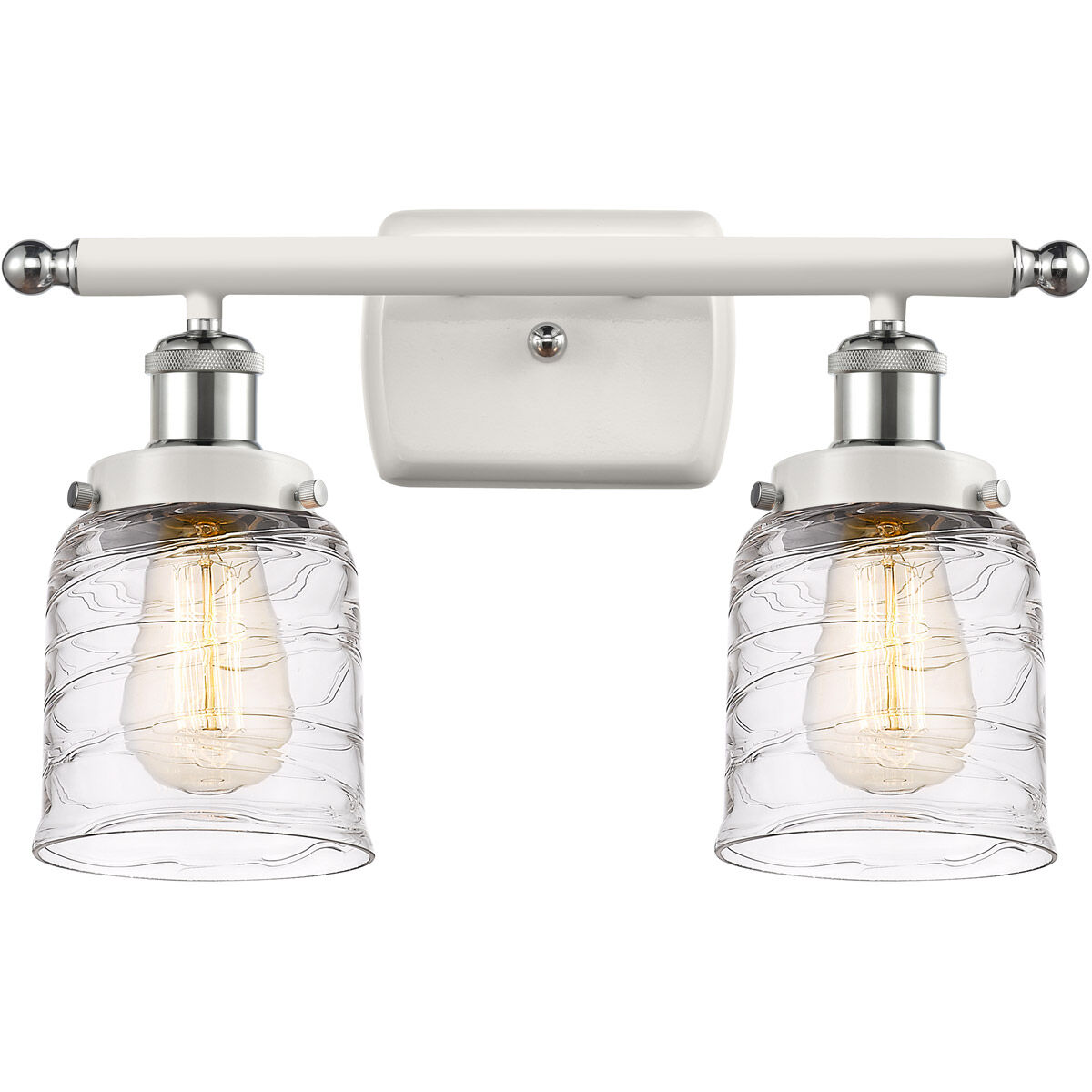 Ballston Bell LED 16 inch White and Polished Chrome Bath Vanity Light Wall Light in Clear with Cage