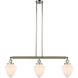 Franklin Restoration Bullet 3 Light 38 inch Polished Nickel Island Light Ceiling Light in Matte White Glass