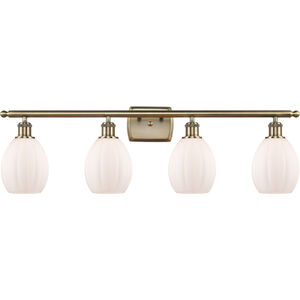 Ballston Eaton LED 36 inch Antique Brass Bath Vanity Light Wall Light in Matte White Glass, Ballston