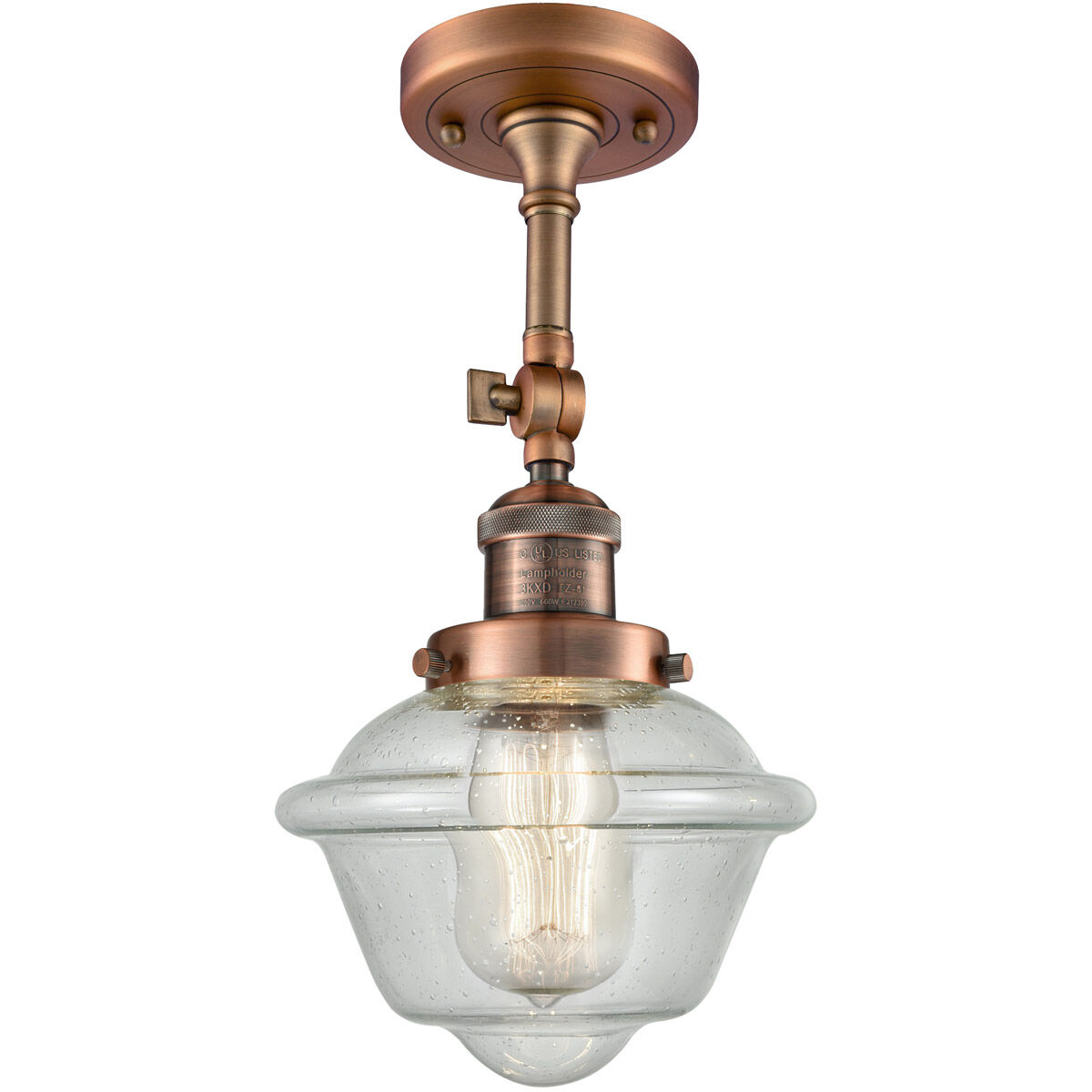 Franklin Restoration Small Oxford LED 7.5 inch Antique Copper Sconce Wall Light in Seedy Glass, Franklin Restoration