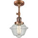 Franklin Restoration Small Oxford LED 7.5 inch Antique Copper Sconce Wall Light in Seedy Glass, Franklin Restoration