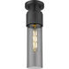 Bolivar 1 Light 4 inch Matte Black Flush Mount Ceiling Light in Plated Smoke Glass