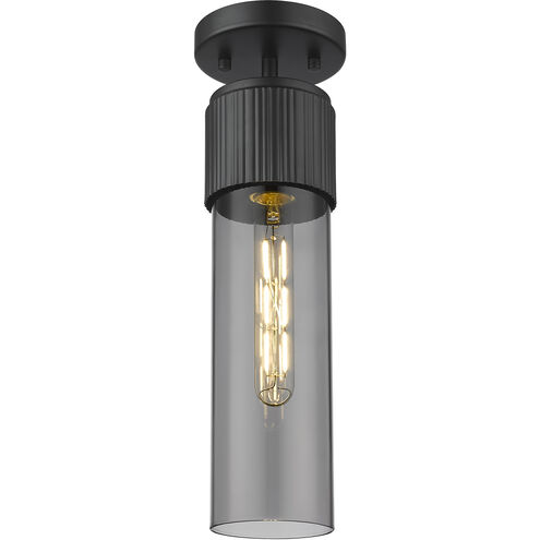 Bolivar 1 Light 4 inch Matte Black Flush Mount Ceiling Light in Plated Smoke Glass