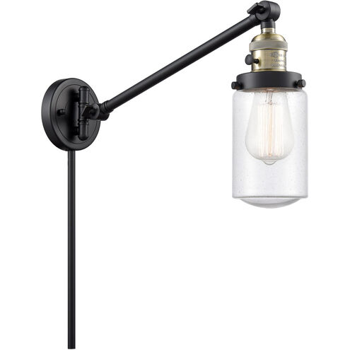 Dover 30 inch 3.50 watt Black Antique Brass Swing Arm Wall Light, Franklin Restoration