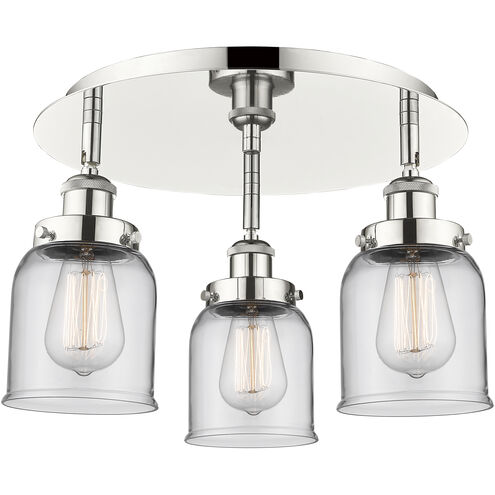 Bell 3 Light 16.75 inch Polished Nickel Flush Mount Ceiling Light in Clear