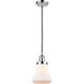 Franklin Restoration Bellmont LED 6 inch Polished Chrome Mini Pendant Ceiling Light in Matte White Glass, Franklin Restoration
