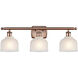 Ballston Dayton 3 Light 26 inch Antique Copper Bath Vanity Light Wall Light in White Glass, Ballston