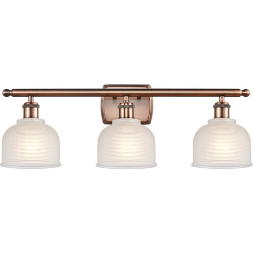 Ballston Dayton 3 Light 26 inch Antique Copper Bath Vanity Light Wall Light in White Glass, Ballston