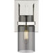 Utopia 1 Light 6 inch Polished Nickel Sconce Wall Light in Plated Smoke Glass