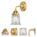 Nouveau 2 Small Canton LED 5.25 inch Satin Gold Sconce Wall Light in Clear Glass