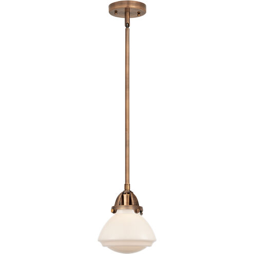 Nouveau 2 Olean LED 6.75 inch Antique Copper Mini Pendant Ceiling Light in Matte White