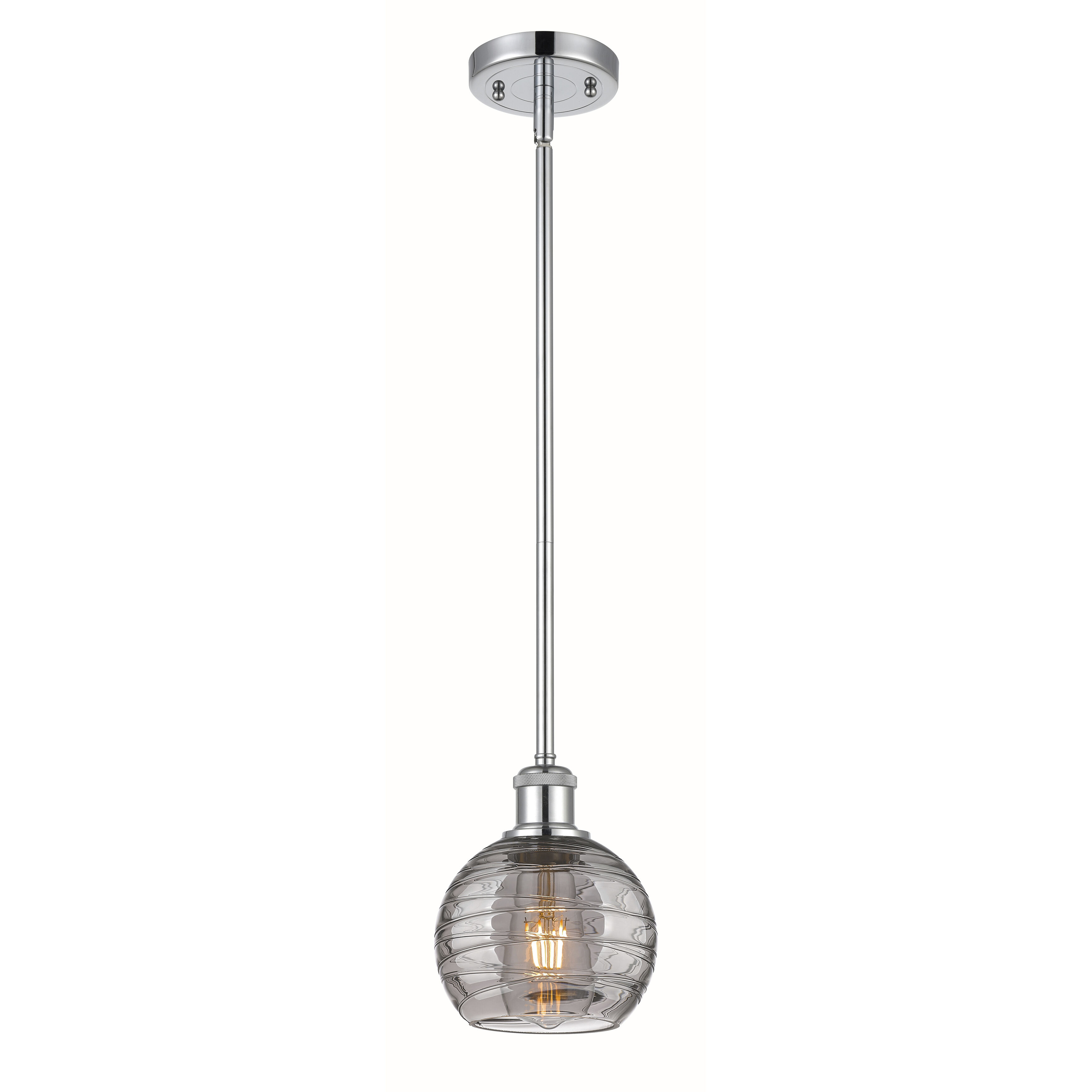 Ballston Athens Deco Swirl 1 Light 5.88 inch Polished Chrome Stem Hung Mini Pendant Ceiling Light