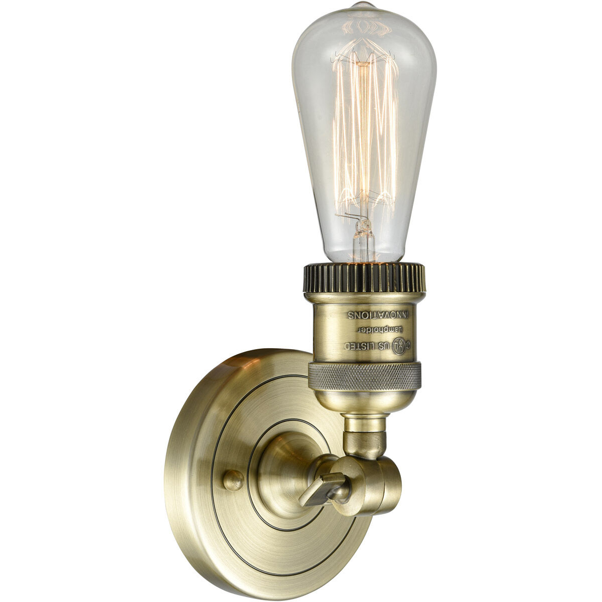 Franklin Restoration Bare Bulb LED 4.5 inch Antique Brass ADA Sconce Wall Light, Franklin Restoration