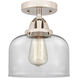 Nouveau 2 Large Bell LED 8 inch Polished Nickel Semi-Flush Mount Ceiling Light in Clear Glass