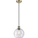 Ballston Athens LED 8 inch Antique Brass Mini Pendant Ceiling Light in Seedy Glass, Ballston