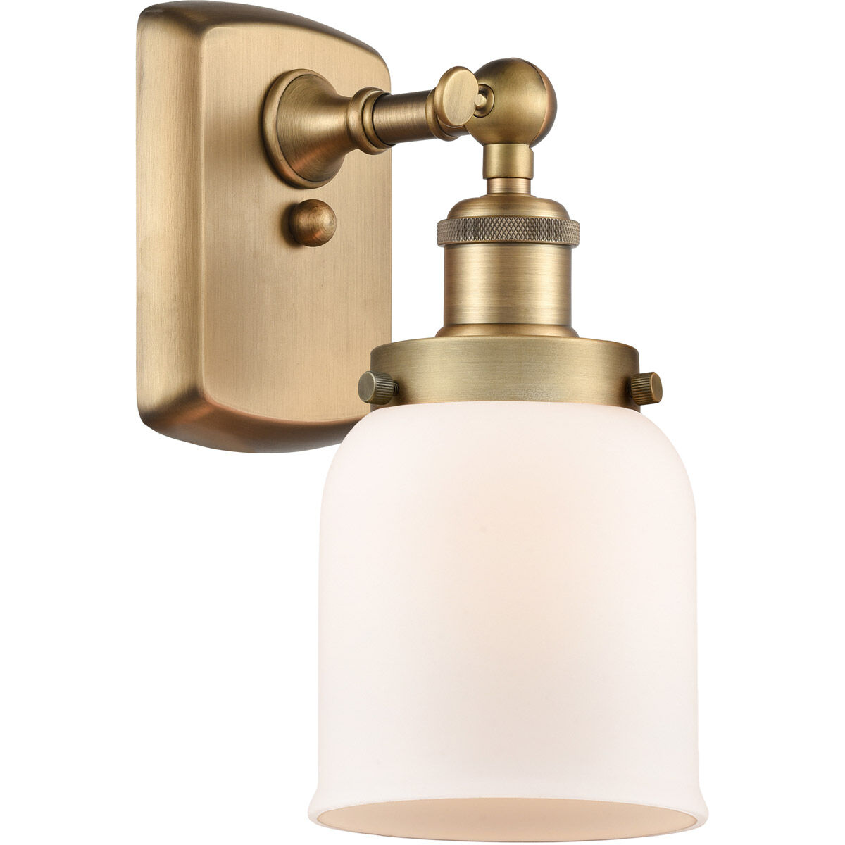 Ballston Small Bell LED 5 inch Brushed Brass Sconce Wall Light in Matte White Glass