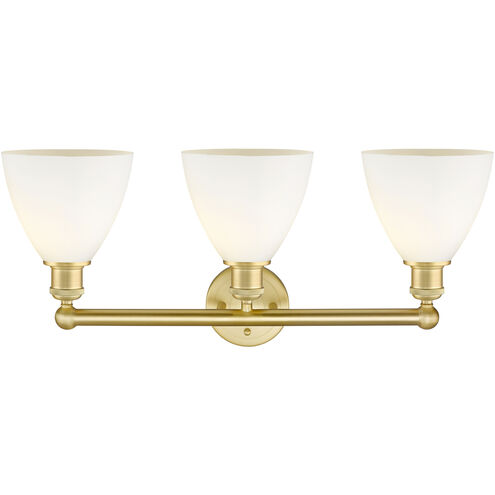 Bristol Glass 3 Light 25.5 inch Satin Gold Bath Vanity Light Wall Light in Matte White