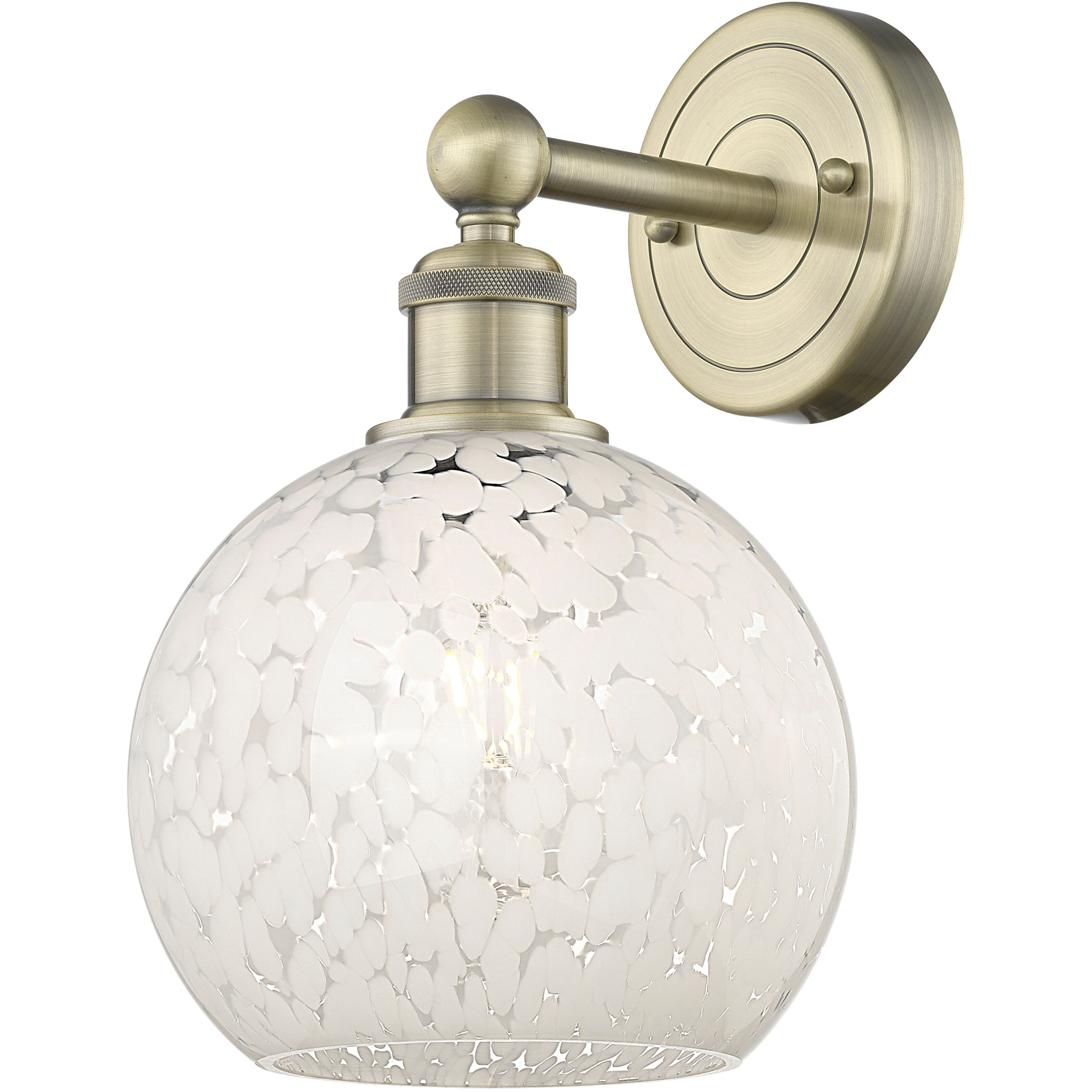 Edison White Mouchette 1 Light 8 inch Antique Brass Sconce Wall Light
