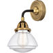 Nouveau 2 Olean Sconce Wall Light in Black Antique Brass, Clear Glass