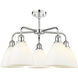 Bristol Glass 5 Light 25.5 inch Polished Chrome and Matte White Chandelier Ceiling Light