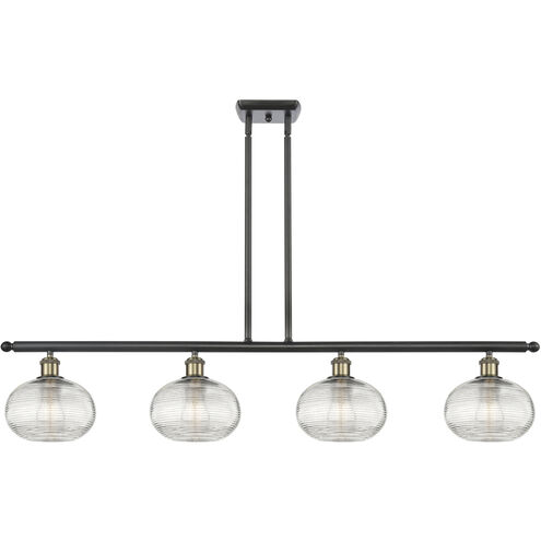 Ballston Ithaca 4 Light 48 inch Black Antique Brass Stem Hung Island Light Ceiling Light