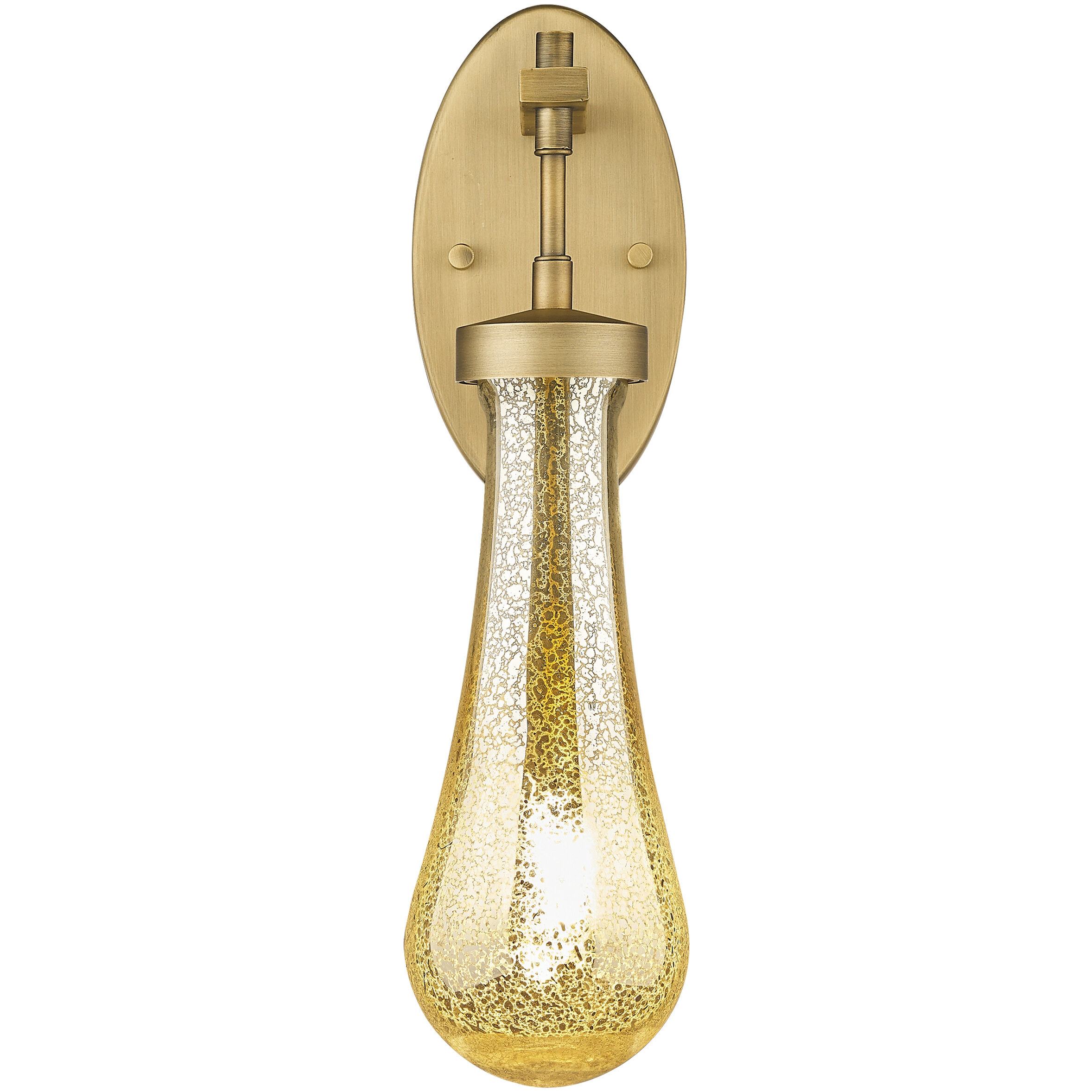 Downtown Urban Owego Armed Sconce Wall Light in Brushed Brass, Mercury