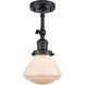 Franklin Restoration Olean LED 7 inch Matte Black Semi-Flush Mount Ceiling Light in Matte White Glass, Franklin Restoration