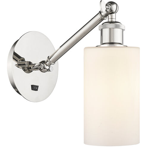 Ballston Clymer LED 5.3 inch Polished Nickel Sconce Wall Light in Matte White Glass