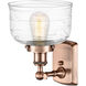 Ballston Bell LED 8 inch Antique Copper Sconce Wall Light in Clear Deco Swirl Glass