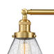 Franklin Restoration Large Cone LED 32 inch Satin Gold Bath Vanity Light Wall Light in Seedy Glass, Franklin Restoration