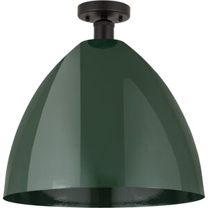 Edison Plymouth Dome 1 Light 16 inch Oil Rubbed Bronze Semi-Flush Mount Ceiling Light in Green