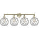 Edison Farmhouse Rope 4 Light 35 inch Antique Brass Bath Vanity Light Wall Light in Clear Glass with White Rope