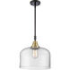 Franklin Restoration X-Large Bell 1 Light 12 inch Black Antique Brass Mini Pendant Ceiling Light in Clear Glass