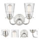 Scarlett 2 Light 14 inch Polished Chrome Bath Vanity Light Wall Light in Seedy Glass
