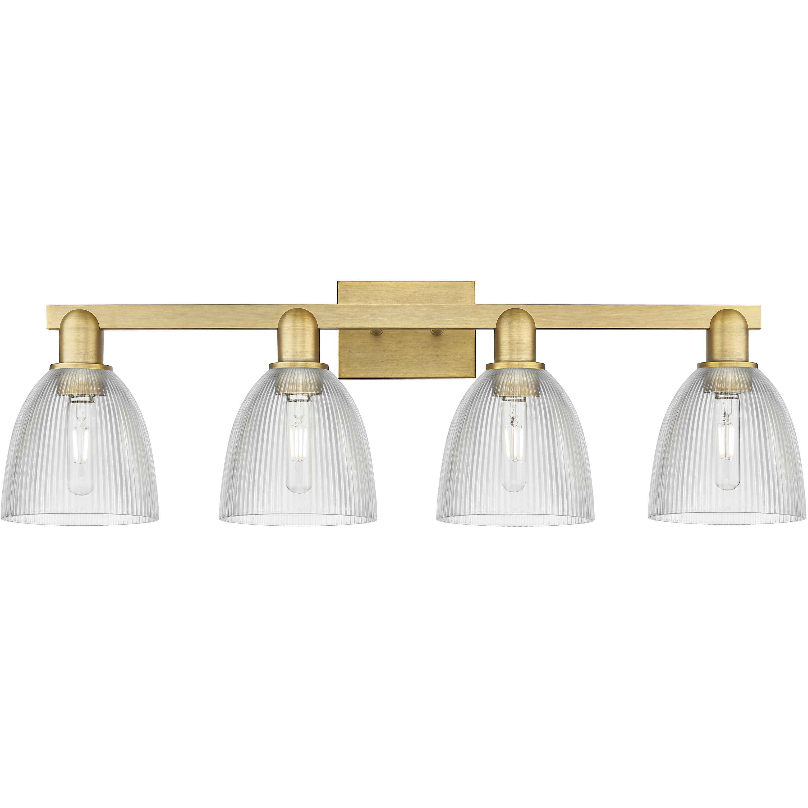 Arcadia Castile 4 Light 33 inch Brushed Brass Bath Vanity Light Wall Light in Clear