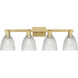 Arcadia Castile 4 Light 33 inch Brushed Brass Bath Vanity Light Wall Light in Clear